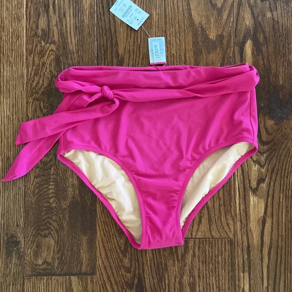 J.Crew Factory High Waist Tie Bikini Bottoms in Radiant Fuchsia Medium - Picture 6 of 12